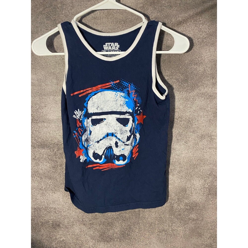 Star Wars Stormtrooper Ringer Tank Top Kids Youth Medium Navy Blue Mad Engine